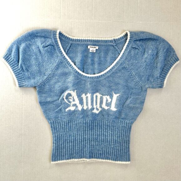 Kimchi Blue Angel Puff Sleeve Crop Top Sweater Women’s Size S Urban Outfitters - Picture 1 of 8